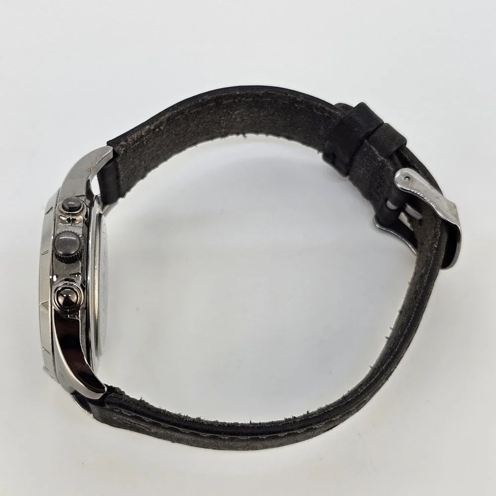 Timex Expedition Ana Dig Men Watch 38MM Dark Gray Dial Leather Bands New Battery